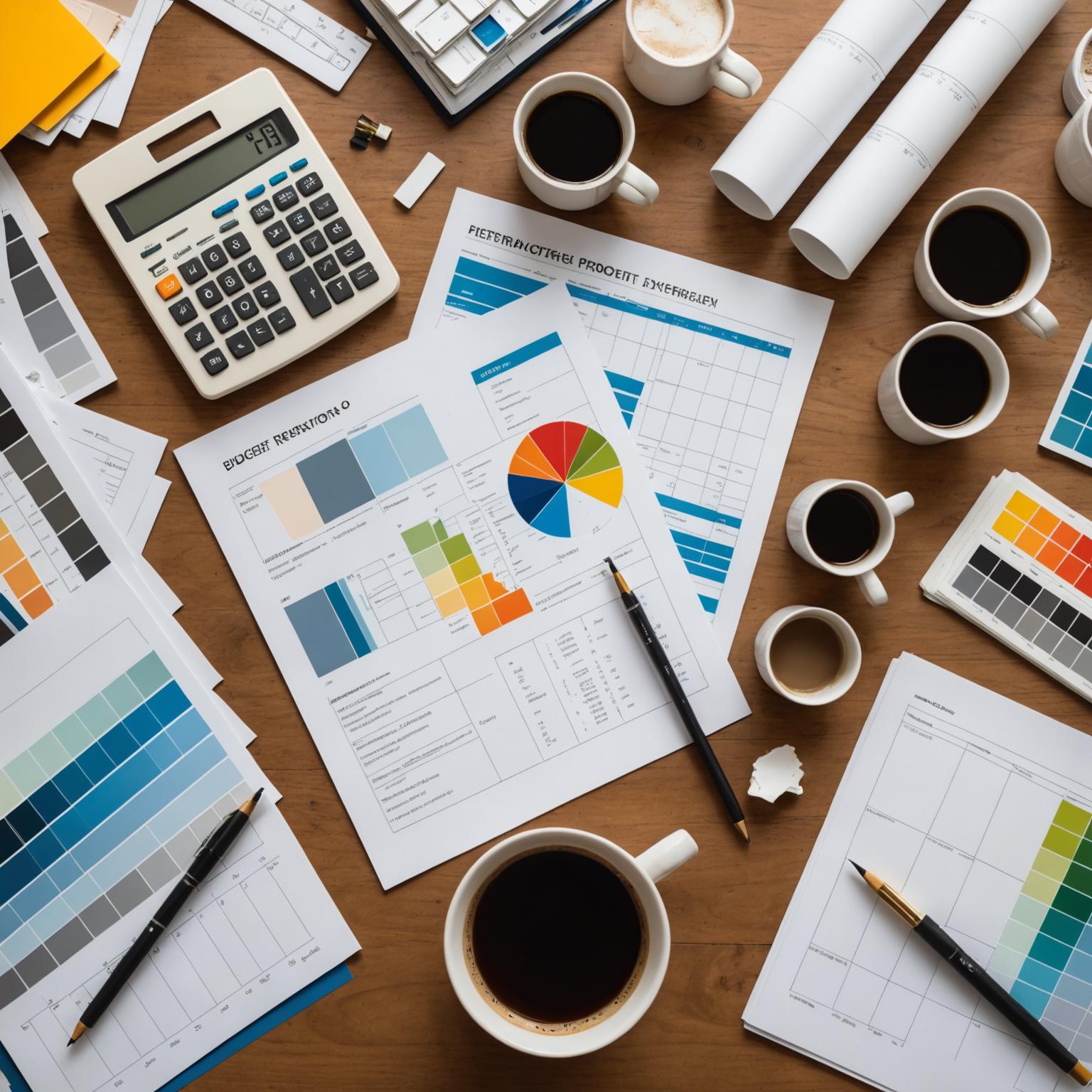 Homeowner reviewing renovation budget plans and material samples