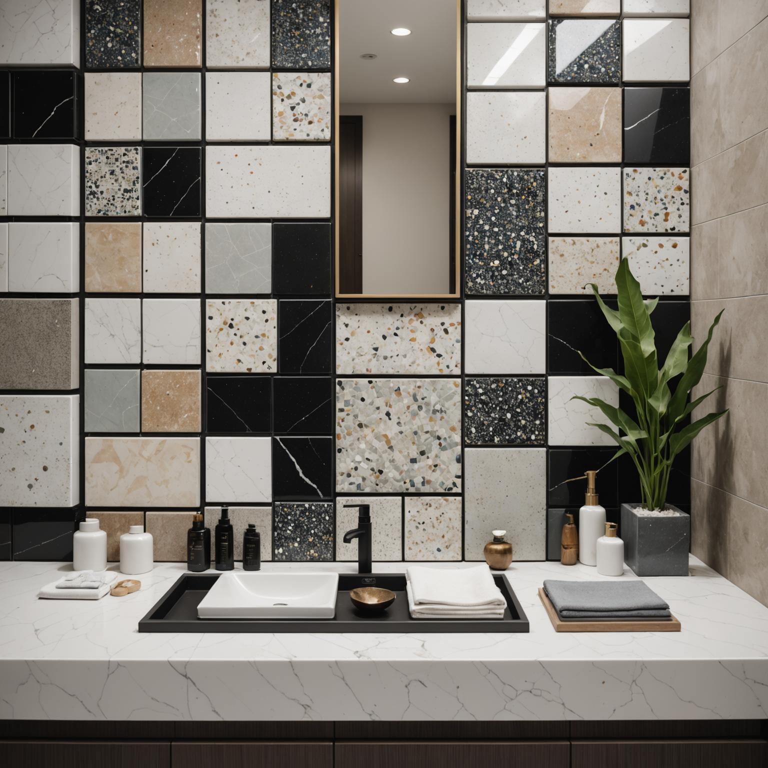 Modern bathroom tile trends featuring large format tiles and textured surfaces